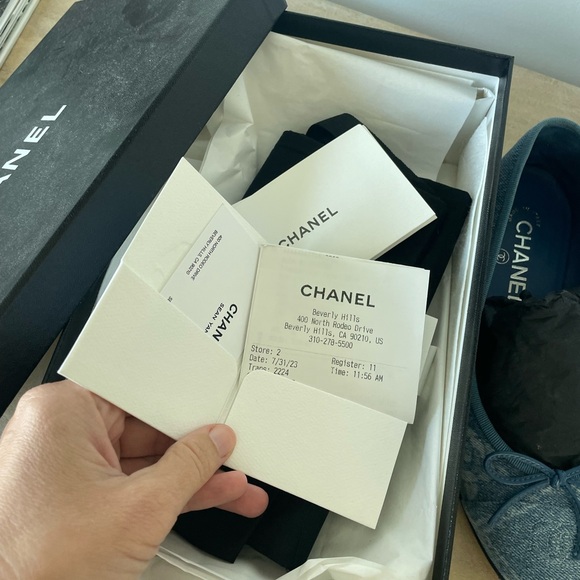 Authentic Chanel Ballet Flats - printed denim size 38 - Picture 5 of 10